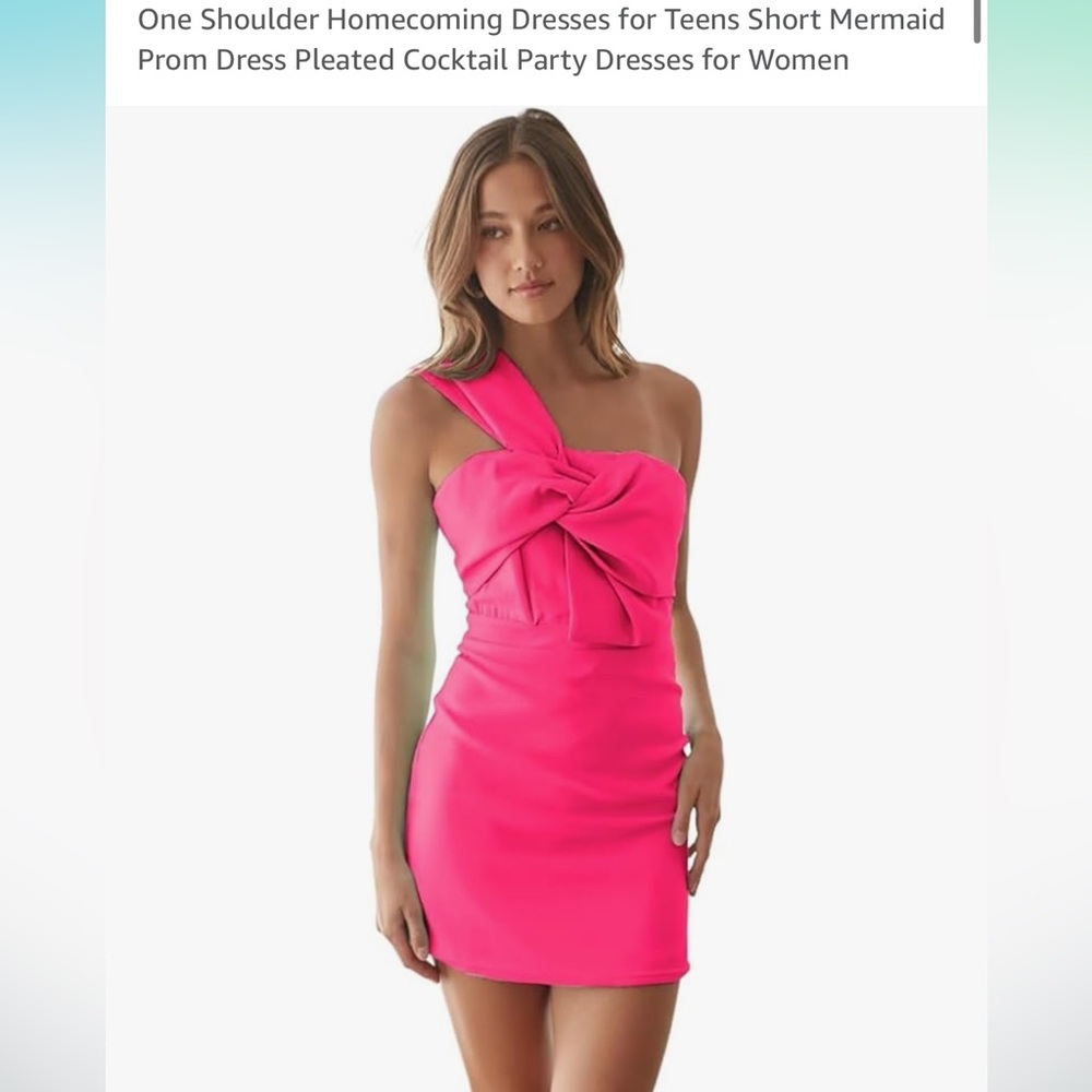 One shoulder hot pink dress size 6